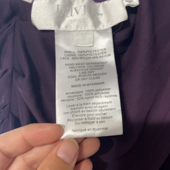 High-Neck Mesh Bridesmaid Dress with Lace Inset - Picture 8 of 11